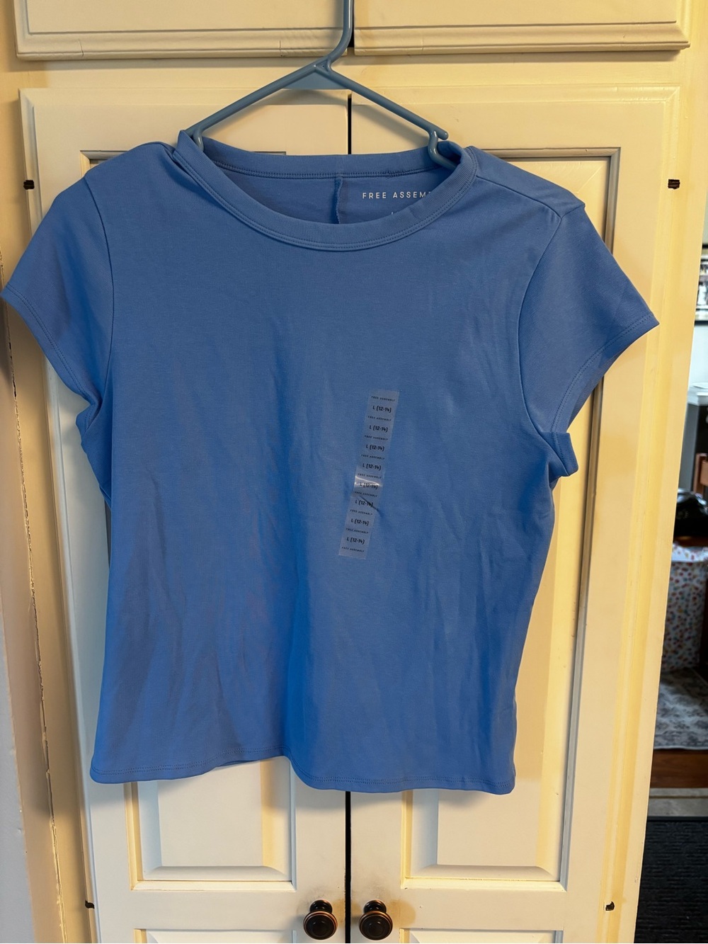 Free Assembly Blue Crewneck Short Sleeve Top